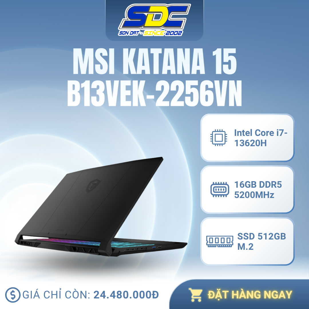 MSI Katana 15 B13VEK-2256VN là một chiếc laptop gaming hiệu năng cao của hãng MSI