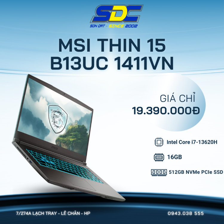 MSI Thin 15 B13UC 1411VN sẽ là một chiến hữu đồng hành cùng bạn trong các tựa game hot