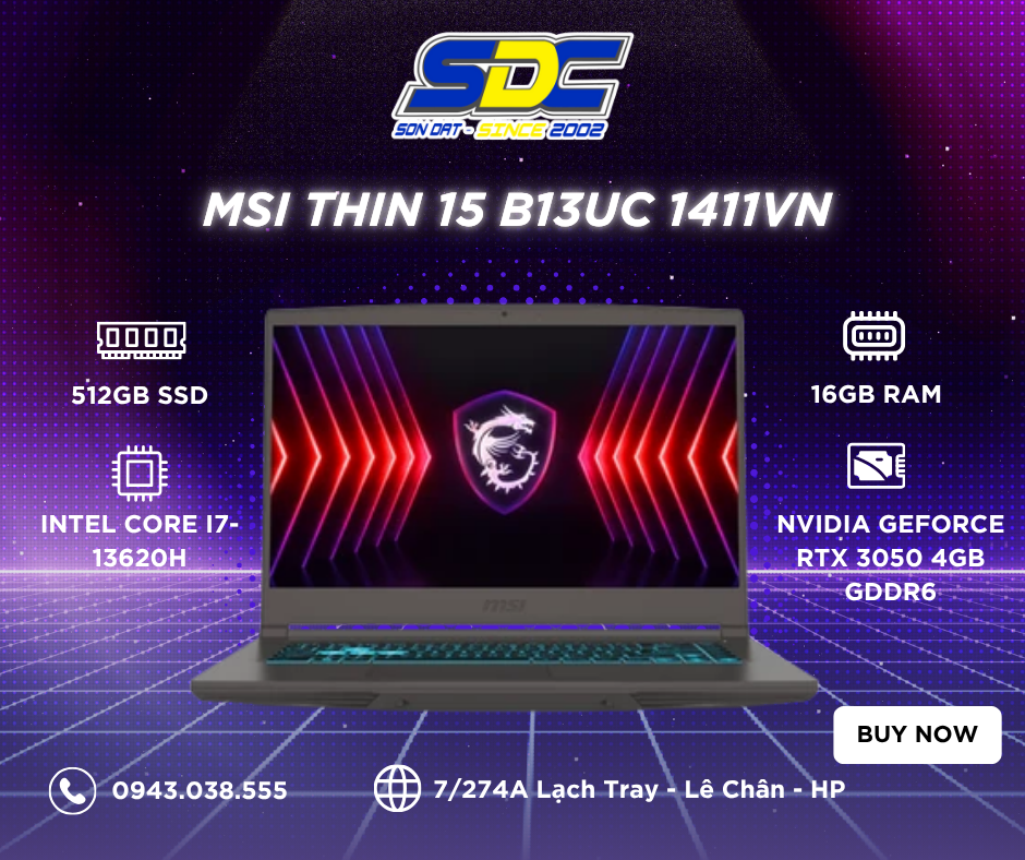 MSI Thin 15 B13UC 1411VN sẽ là một chiến hữu đồng hành cùng bạn trong các tựa game hot