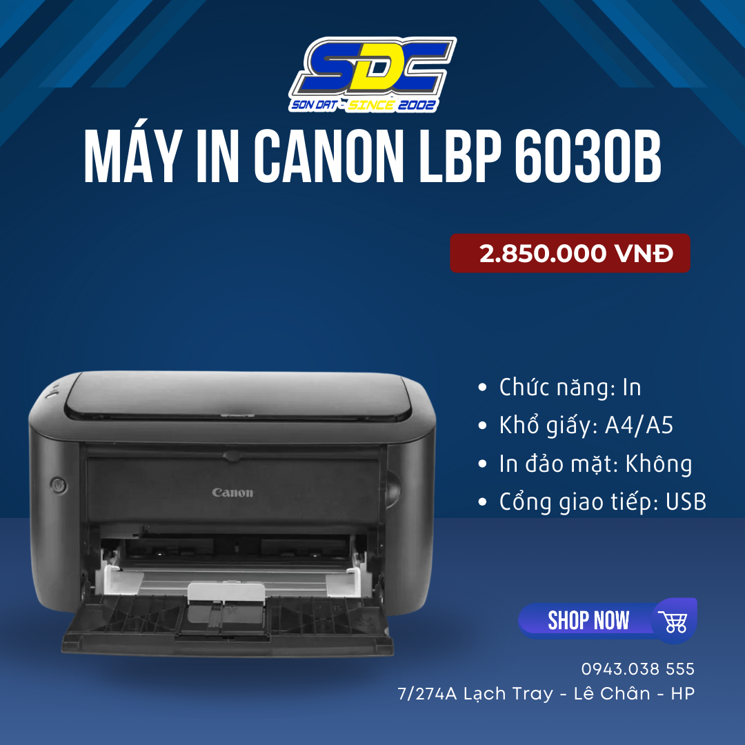 Máy in Canon LBP 6030B là dòng máy in laser đen trắng được thiết kế nhỏ gọn và hiệu quả