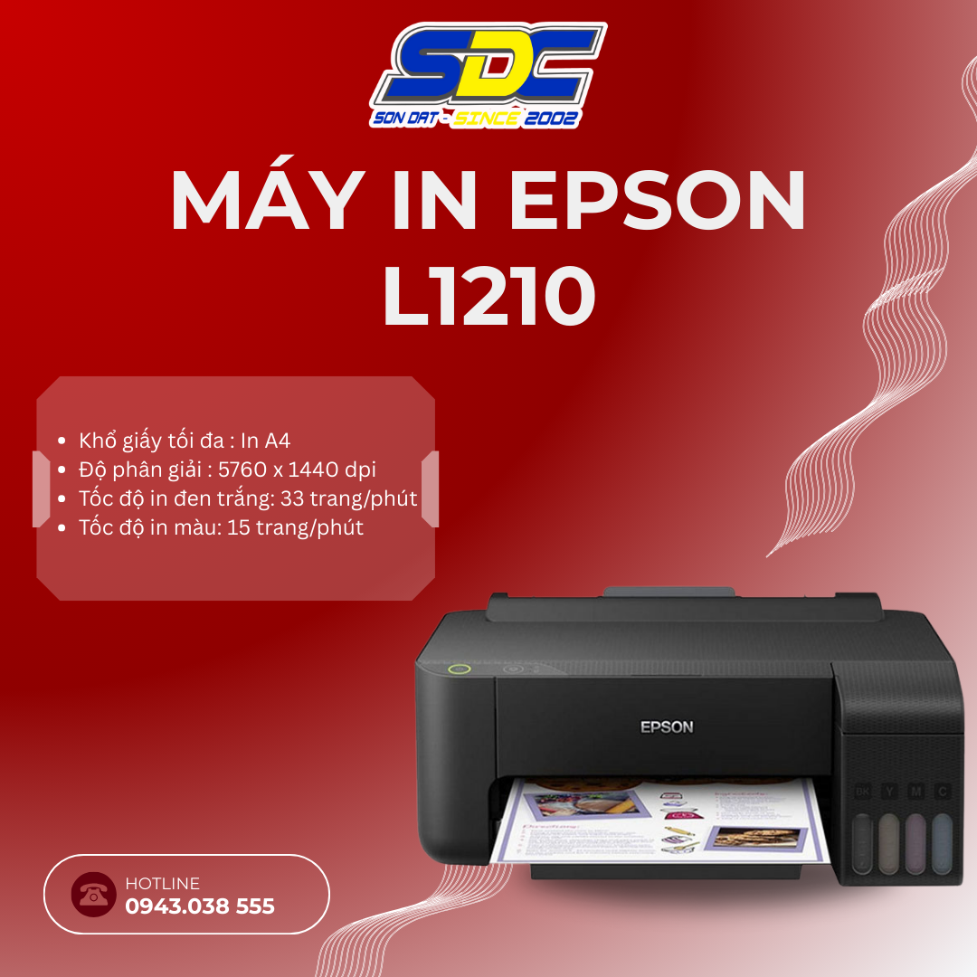 Máy in Epson L1210 nhỏ gọn và kiểu dáng đẹp, phù hợp với không gian của văn phòng của bạn