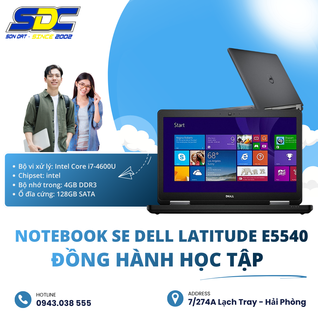Notebook SE Dell Latitude E5540 được trang bị bộ vi xử lý Intel Core i7 – 4600U