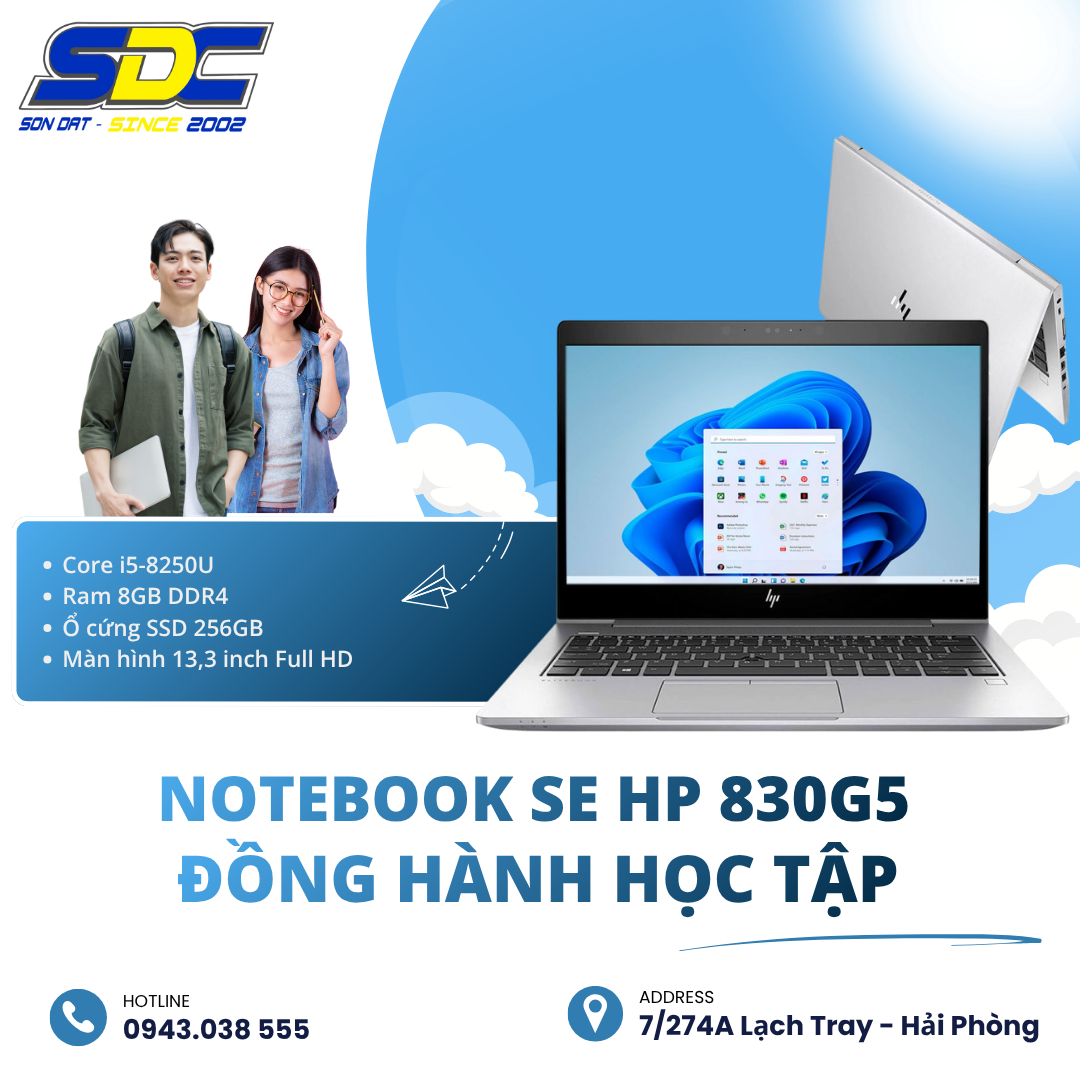 Notebook Se Hp 830g5 FullHD rất đẹp, tần số quét 122Hz