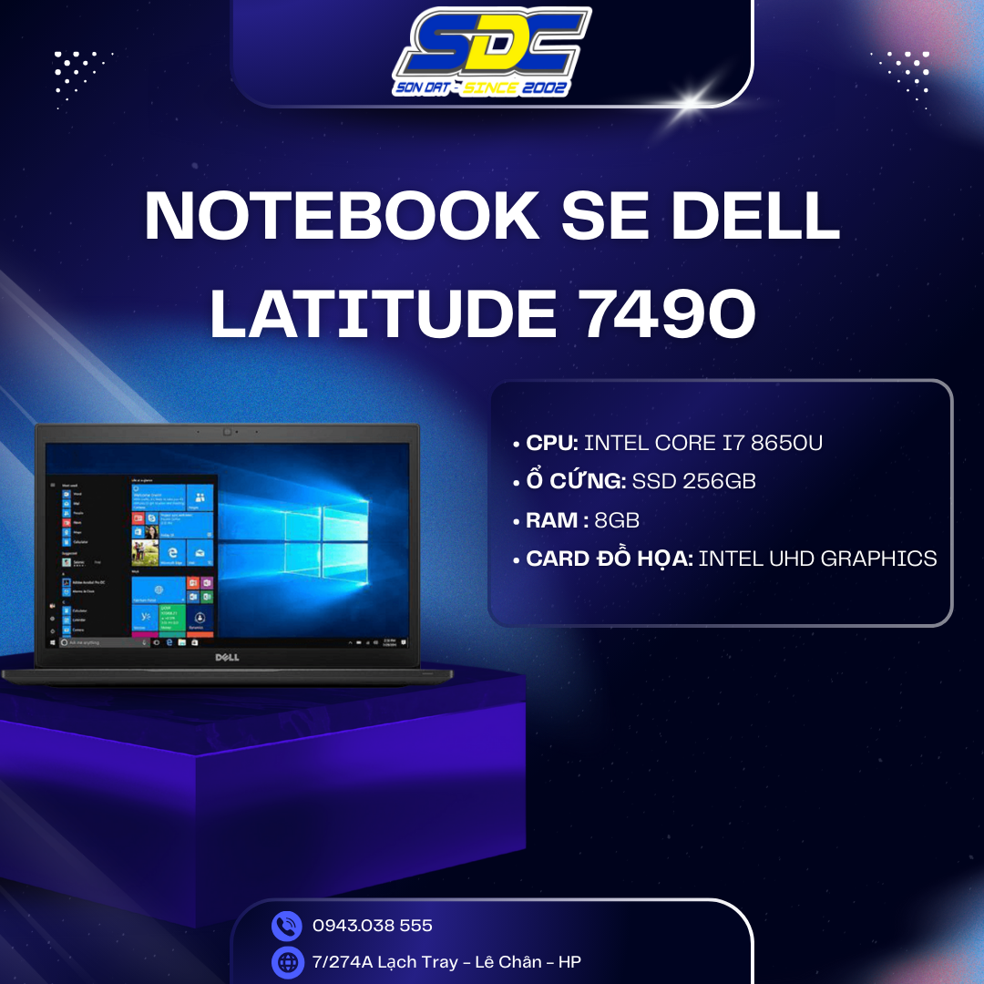 Notebook SE Dell Latitude 7490 là một dòng laptop 14.0" có thiết kế mỏng nhẹ với màn hình FHD ATG rực rỡ