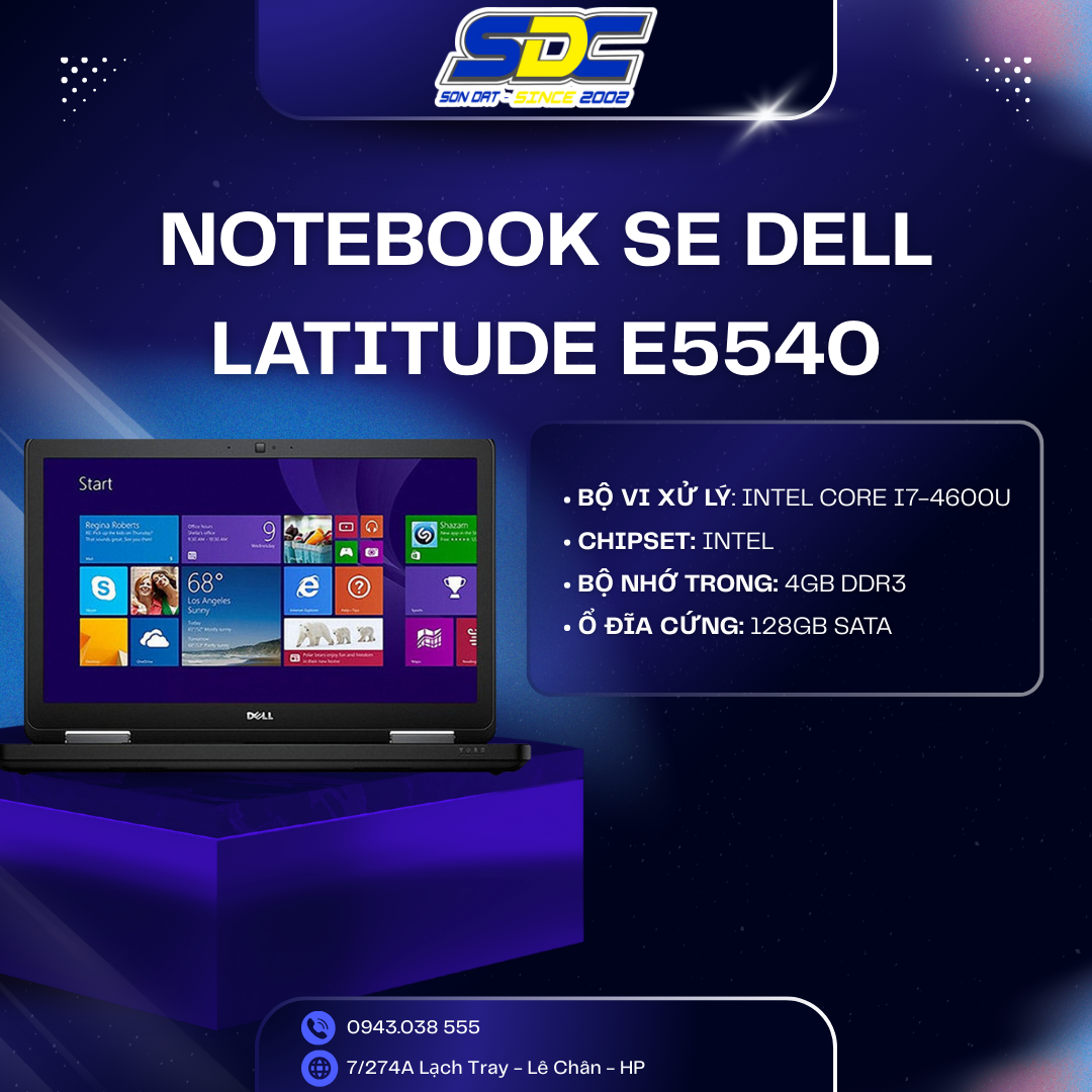 Notebook SE Dell Latitude E5540 được trang bị bộ vi xử lý Intel Core i7 – 4600U chuyên dùng cho những mẫu ultrabook cao cấ