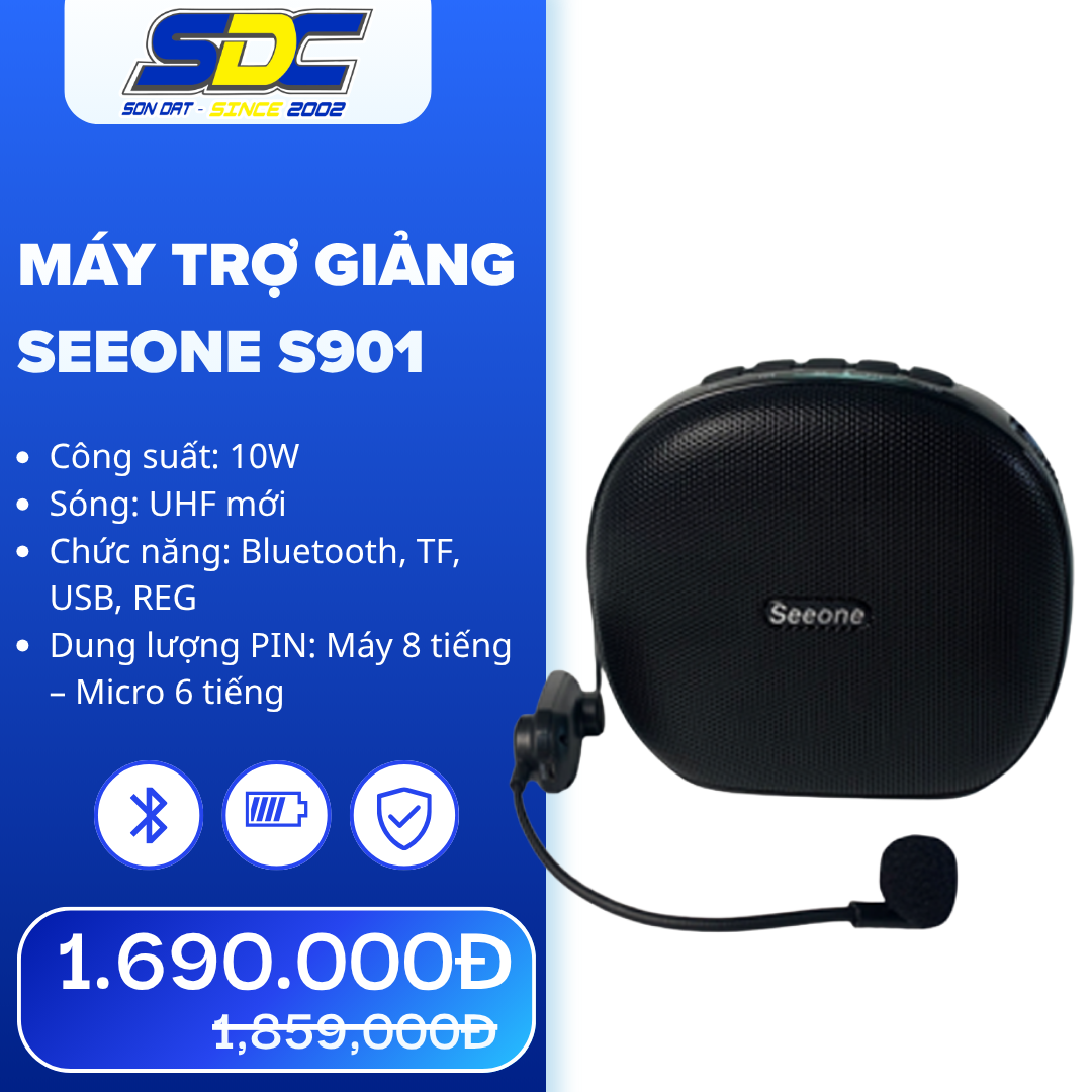 Máy trợ giảng không dây Seeone S901 công suất đáp ứng phòng tới 70 học sinh
