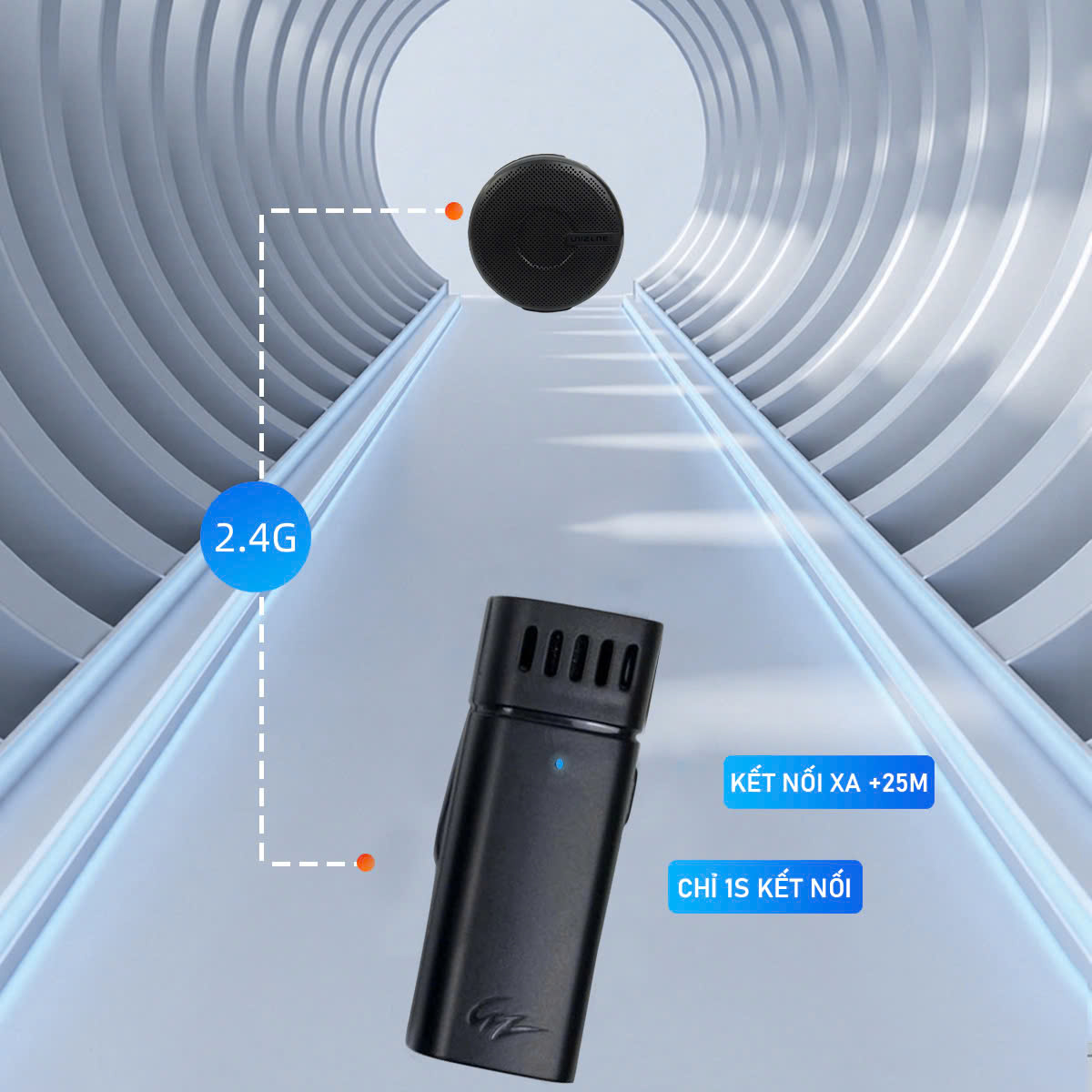 Máy trợ giảng cài áo không dây Hàn Quốc Unizone Uz-015B không chỉ có mic không dây tiện lợi mà còn hỗ trợ kết nối qua cổng mic