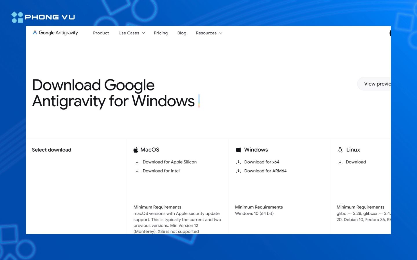 Giao diện chính của Google Antigravity