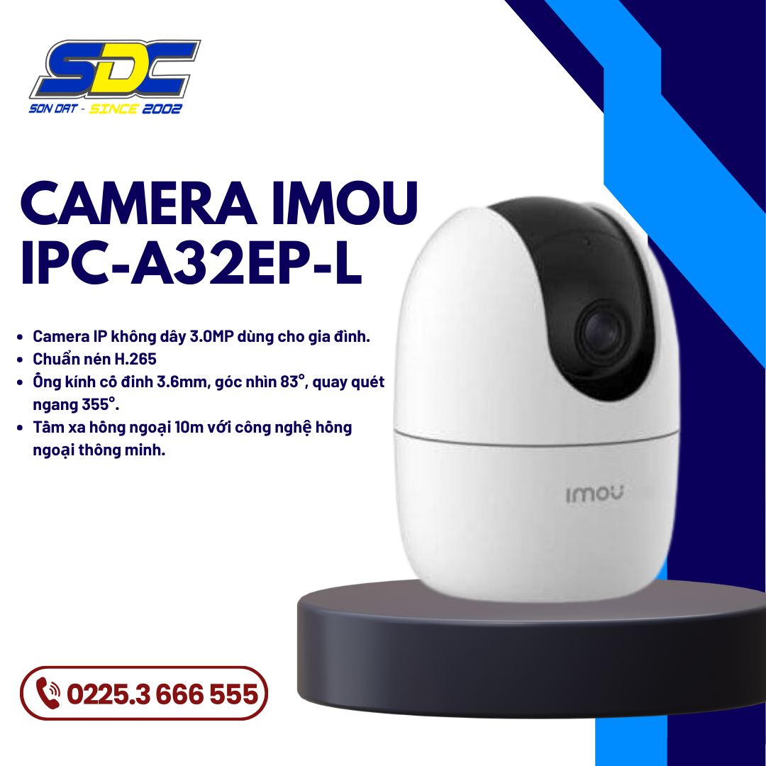 Camera Imou IPC-A32EP-L là mẫu camera wifi trong nhà quay quét 3MP