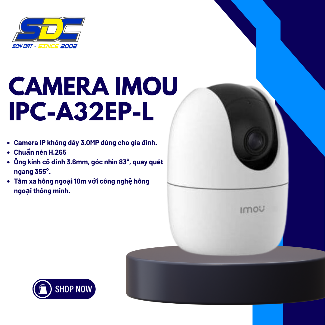 Camera Imou IPC-A32EP-L là mẫu camera wifi trong nhà quay quét 3MP