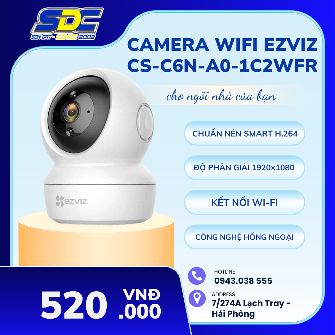 Camera Wifi EZVIZ CS-C6N-A0-1C2WFR là phiên bản camera IP Wifi cao cấp hơn của EZVIZ