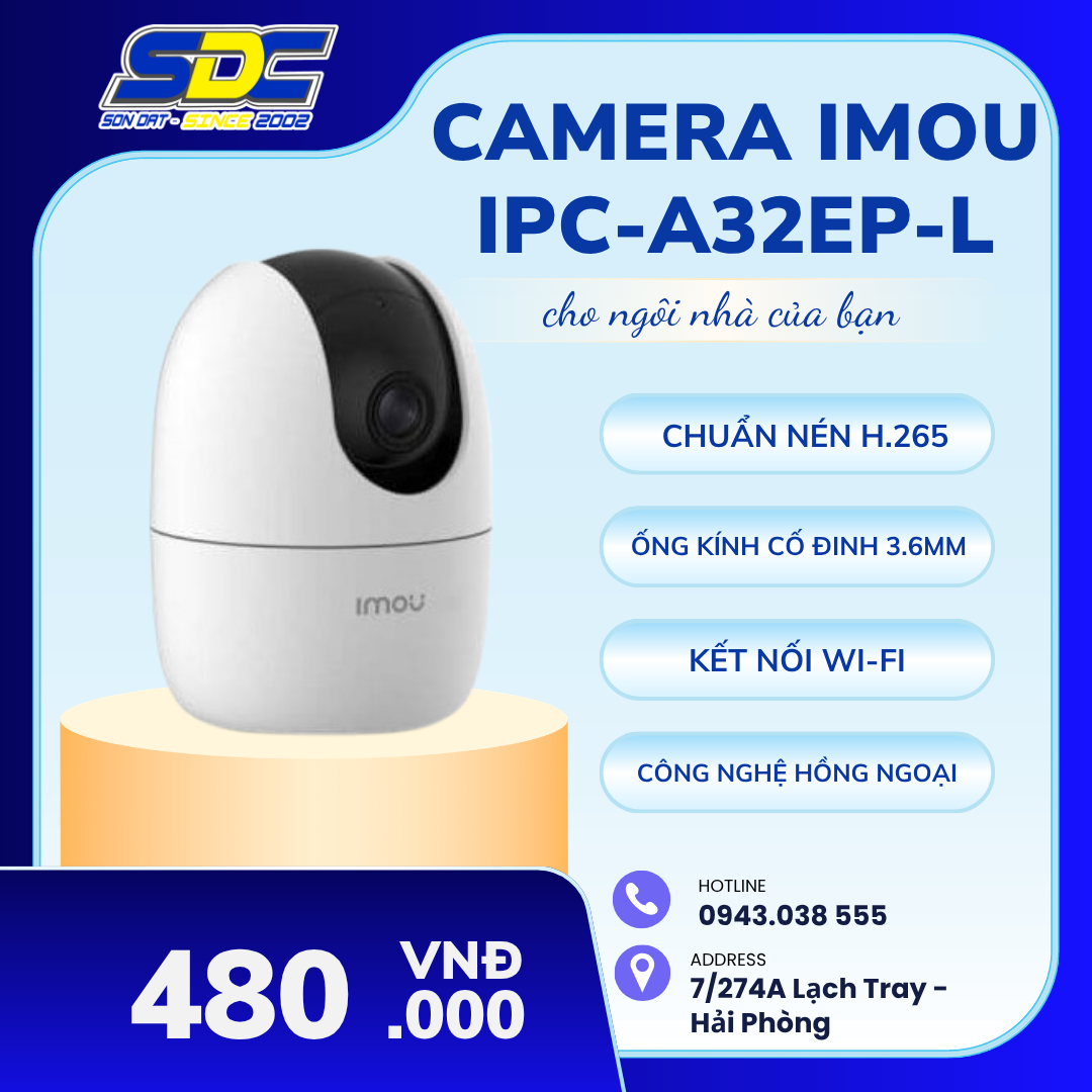 Camera Imou IPC-A32EP-L là mẫu camera wifi trong nhà quay quét 3MP