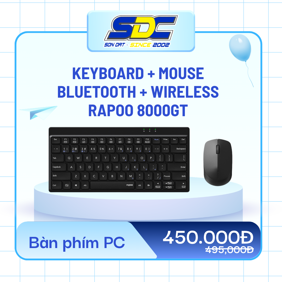 Keyboard + Mouse Bluetooth + wireless Rapoo 8000GT đen