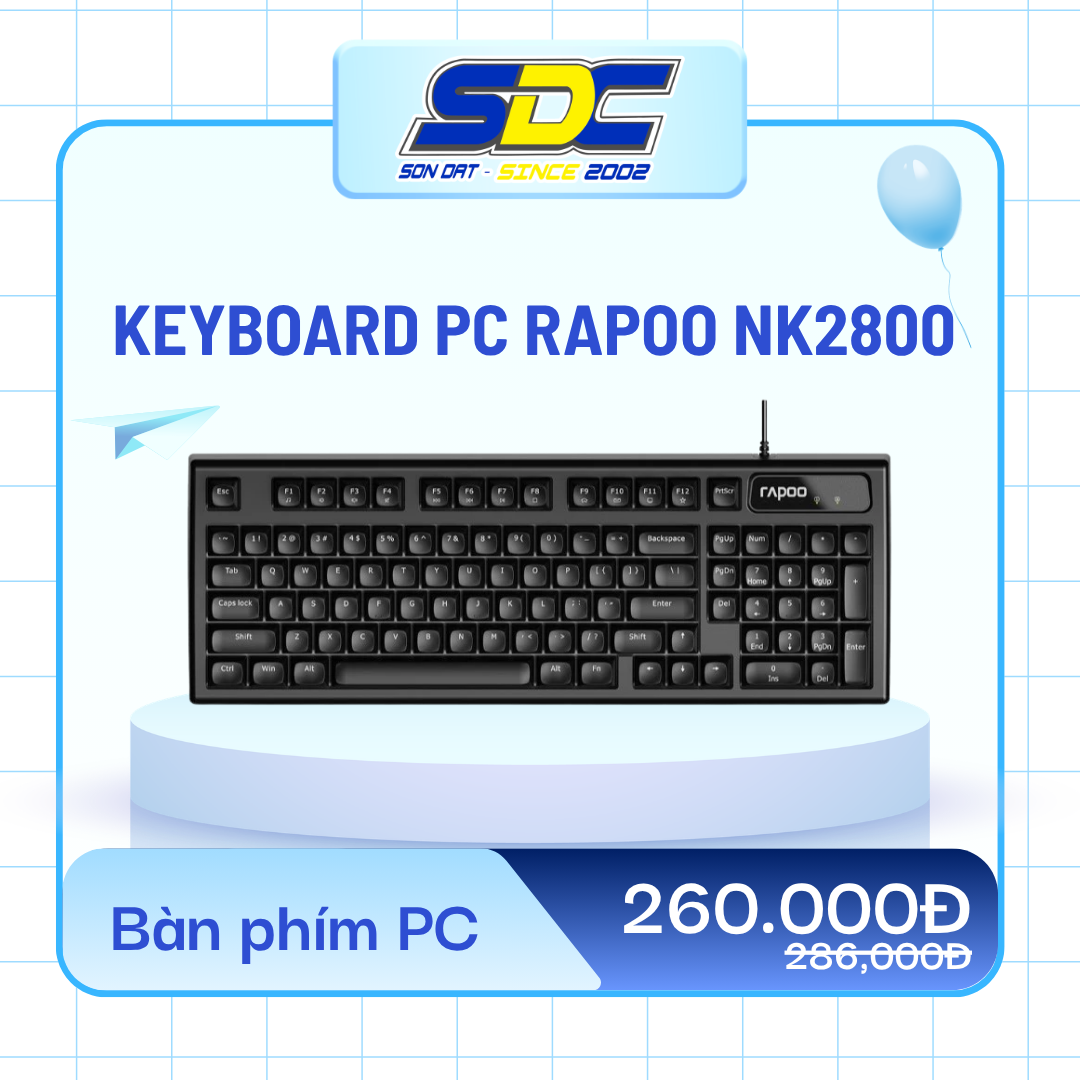 Keyboard PC Rapoo NK2800 giả cơ mang đến trải nghiệm gõ phím tuyệt vời