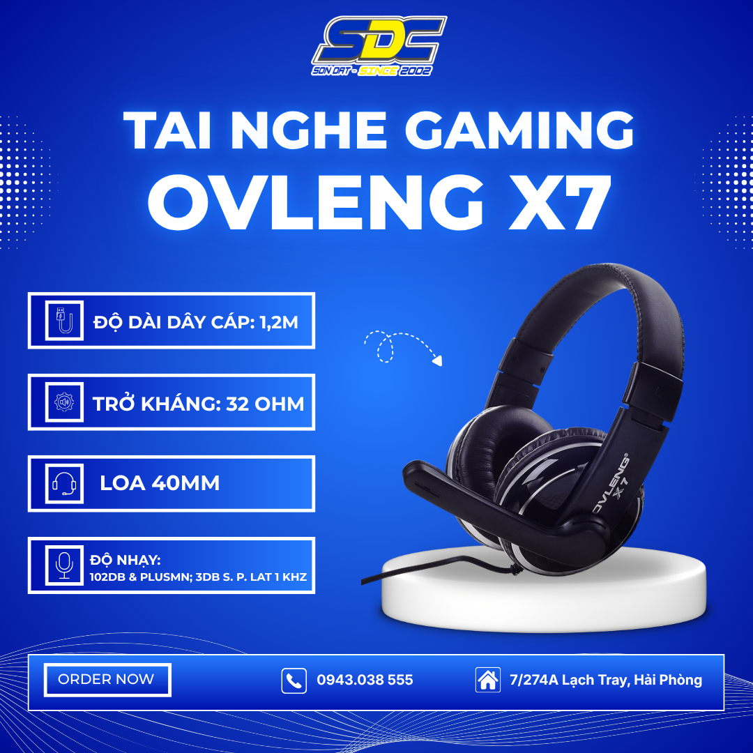 Tai Nghe Gaming POWERMAX/ OVLENG X7 Super Bass Stereo with Mic có âm thanh cao cấp hỗ trợ hi-stereo và bass sâu