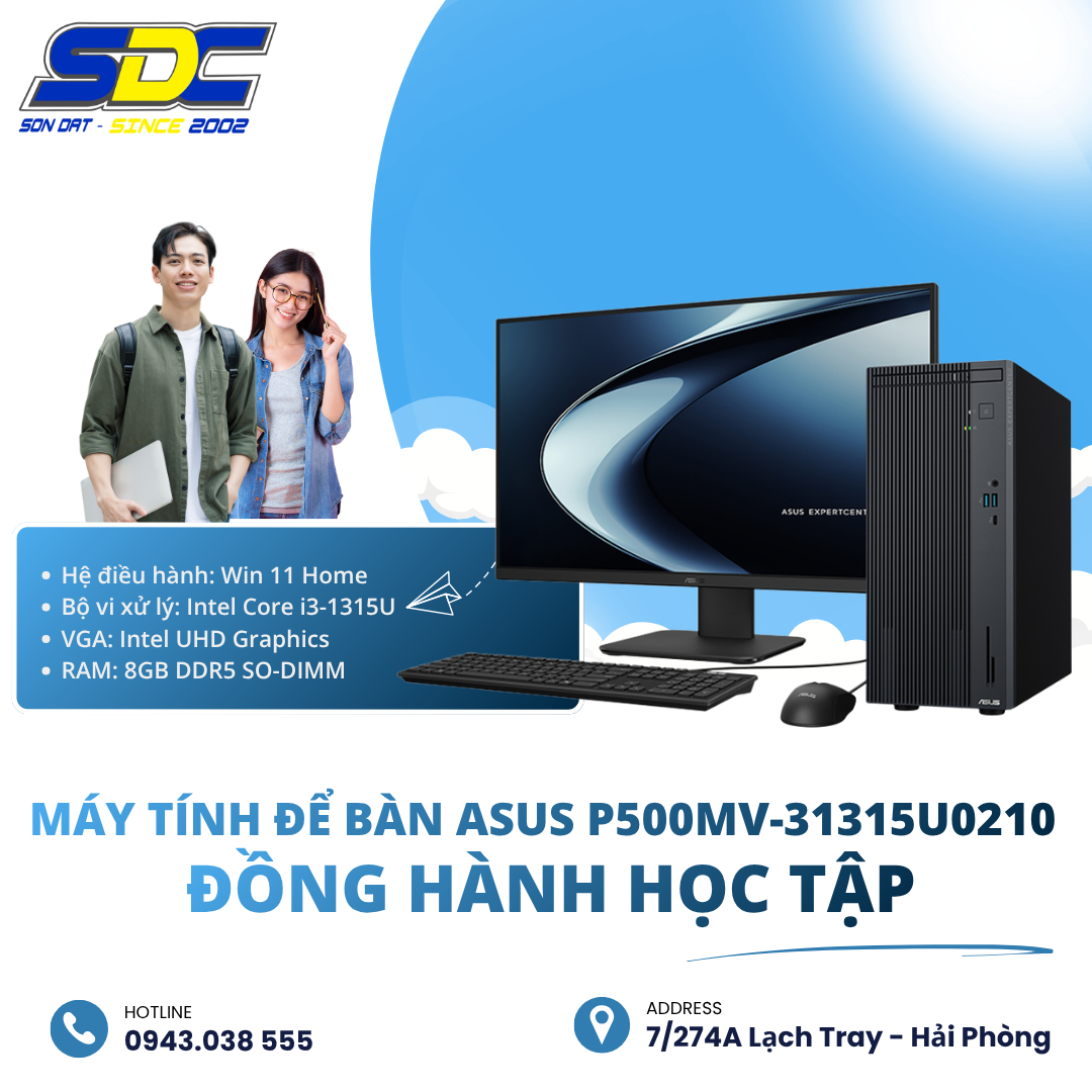 Máy tính để bàn Asus P500MV-31315U0210 được thiết kế nhỏ gọn theo chuẩn Mini Tower