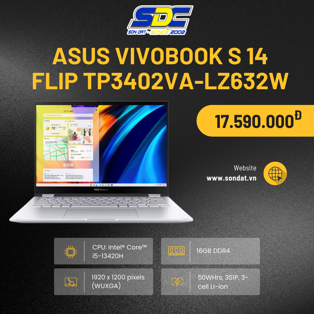 Asus Vivobook S 14 Flip TP3402VA-LZ632W sử dụng vi xử lý Intel Core i5-13420H Processor