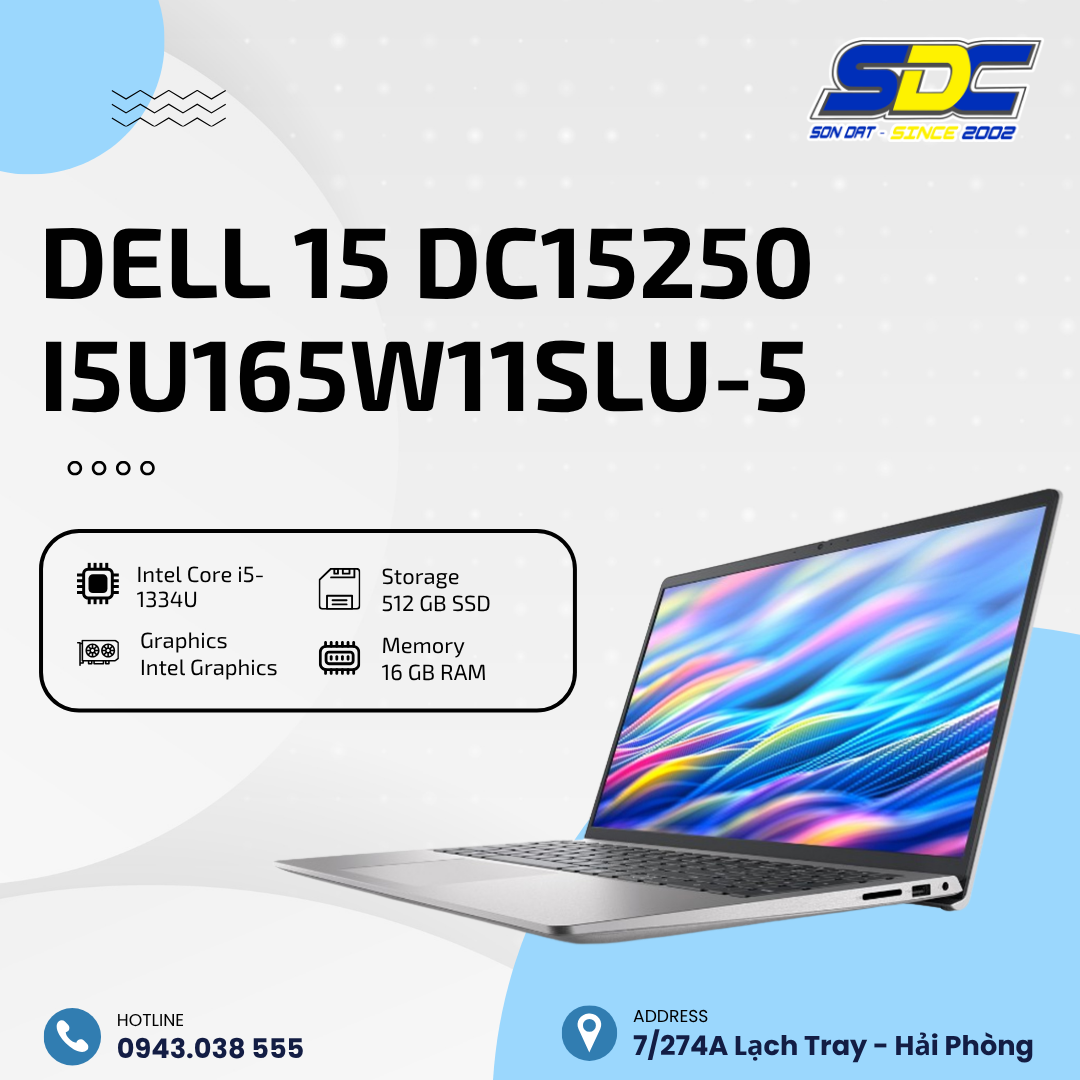 Dell 15 DC15250 i5U165W11SLU-5  là lựa chọn Laptop lý tưởng cho sinh viên, nhân viên văn phòng và người dùng phổ thông