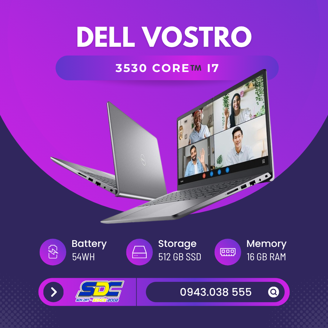 Dell Vostro 3530 sở hữu cấu hình mạnh mẽ với Intel Core i7 thế hệ 13