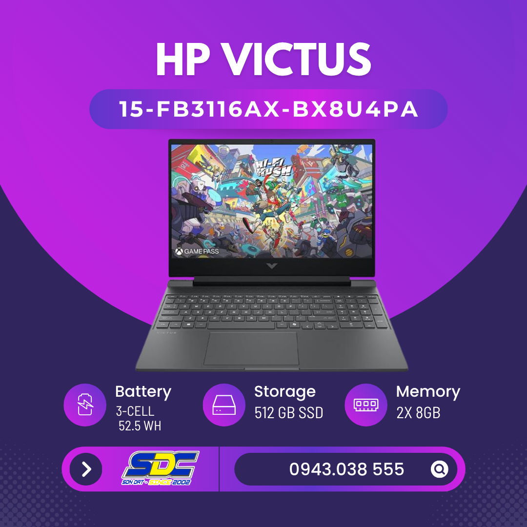 HP Victus 15-FB3116AX-BX8U4PA được trang bị bộ xử lý CPU AMD Ryzen 7 7445H