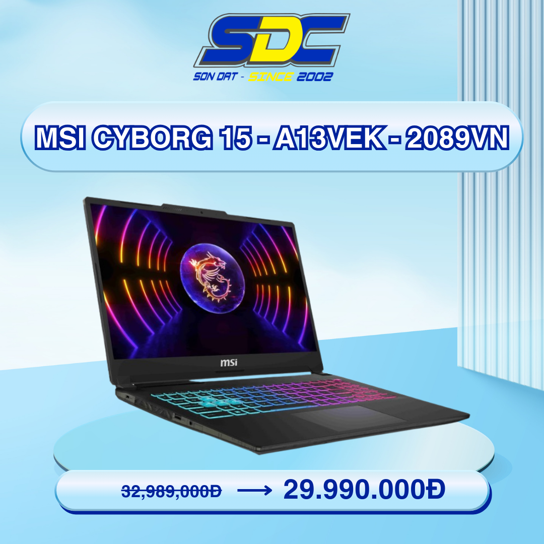 MSI CYBORG 15 - A13VEK-2089VN mang phong cách hiện đại phù hợp với nhiều người dùng yêu thích công nghệ mới.