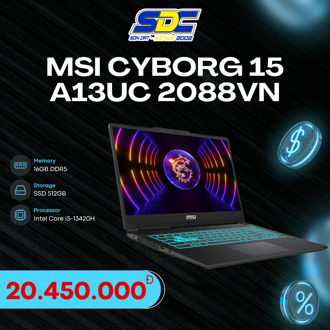 MSI Cyborg 15 A13UC 2088VN là lựa chọn phù hợp cho người dùng cần máy hiệu năng ổn định để xử lý tác vụ