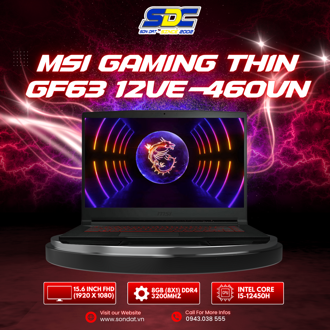 MSI Gaming Thin GF63-12VE-460VN là một sản phẩm phù hợp với những ai đang tìm kiếm một chiếc laptop gaming