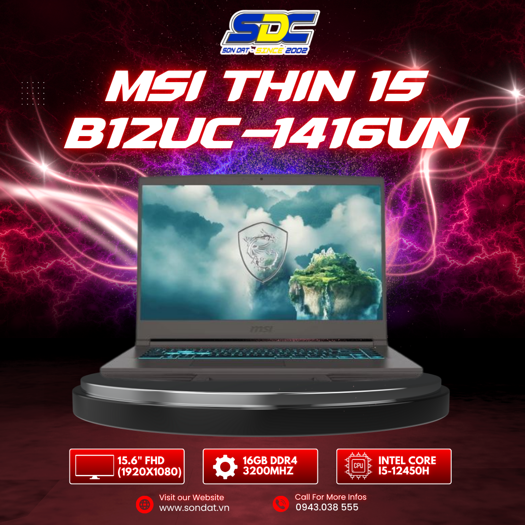 MSI Thin 15 B12UC-1416VN được trang bị 16GB RAM DDR4 với tốc độ 3200MHz