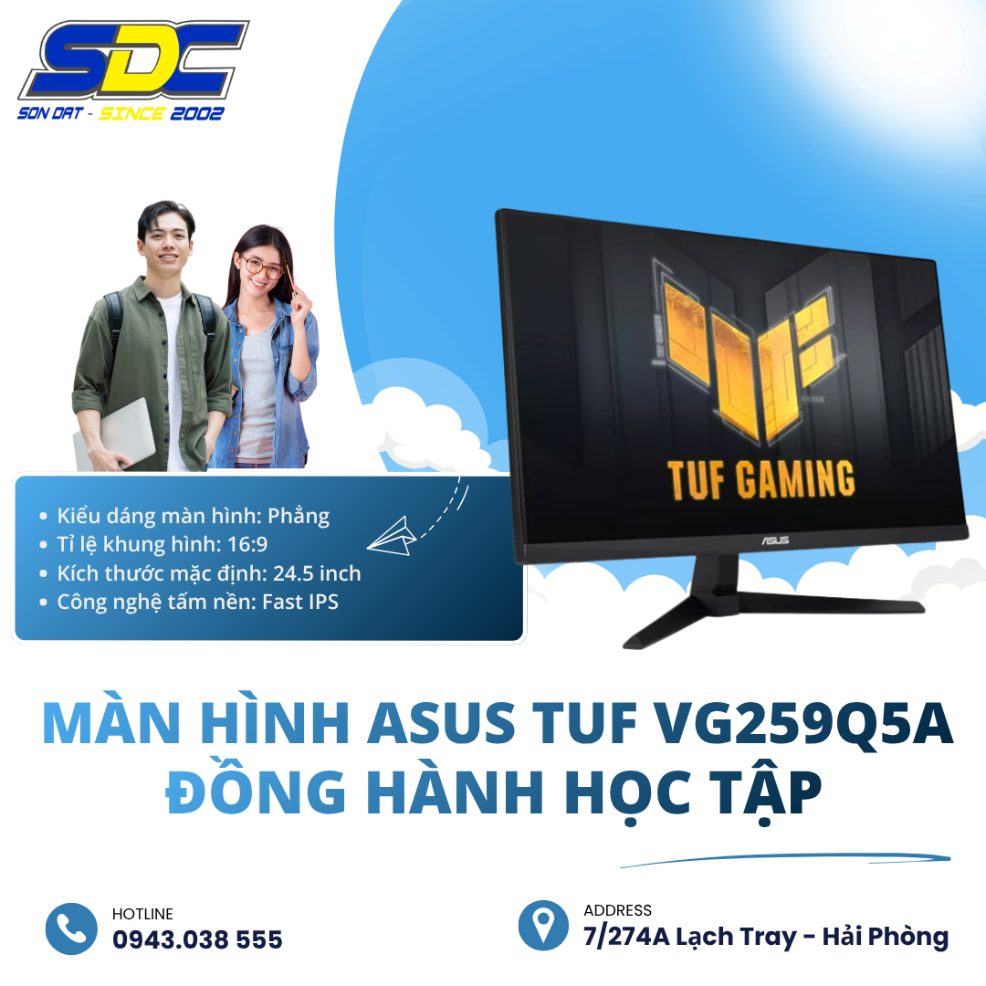 Màn Hình Gaming ASUS TUF Gaming VG259Q5A là chiếc màn hình gaming được thiết kế dành riêng cho game thủ