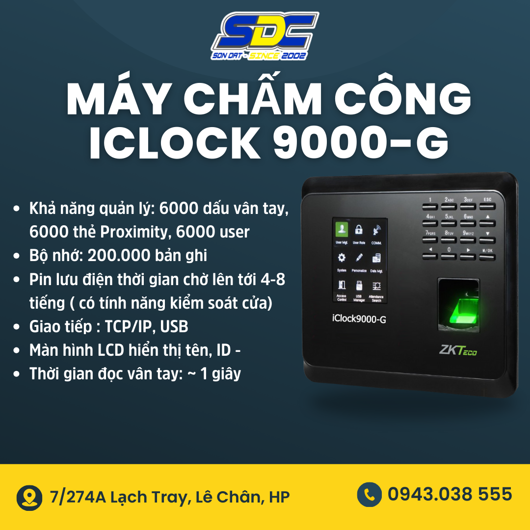 Iclock 9000 - G là một sản phẩm sáng tạo nổi bật với dấu vân tay tiên tiến của ZKTeco