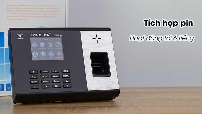 Máy chấm công Ronal Jack RJ 3800 hỗ trợ Wi-Fi, USB và kết nối trực tiếp với máy tính