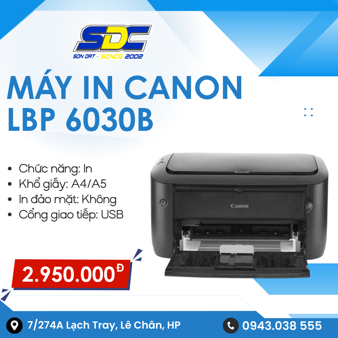 Máy in Canon LBP 6030B là dòng máy in laser đen trắng được thiết kế nhỏ gọn và hiệu quả
