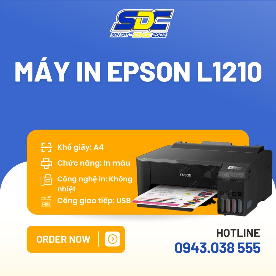 Máy in Epson L1210 nhỏ gọn và kiểu dáng đẹp, phù hợp với không gian của văn phòng của bạn