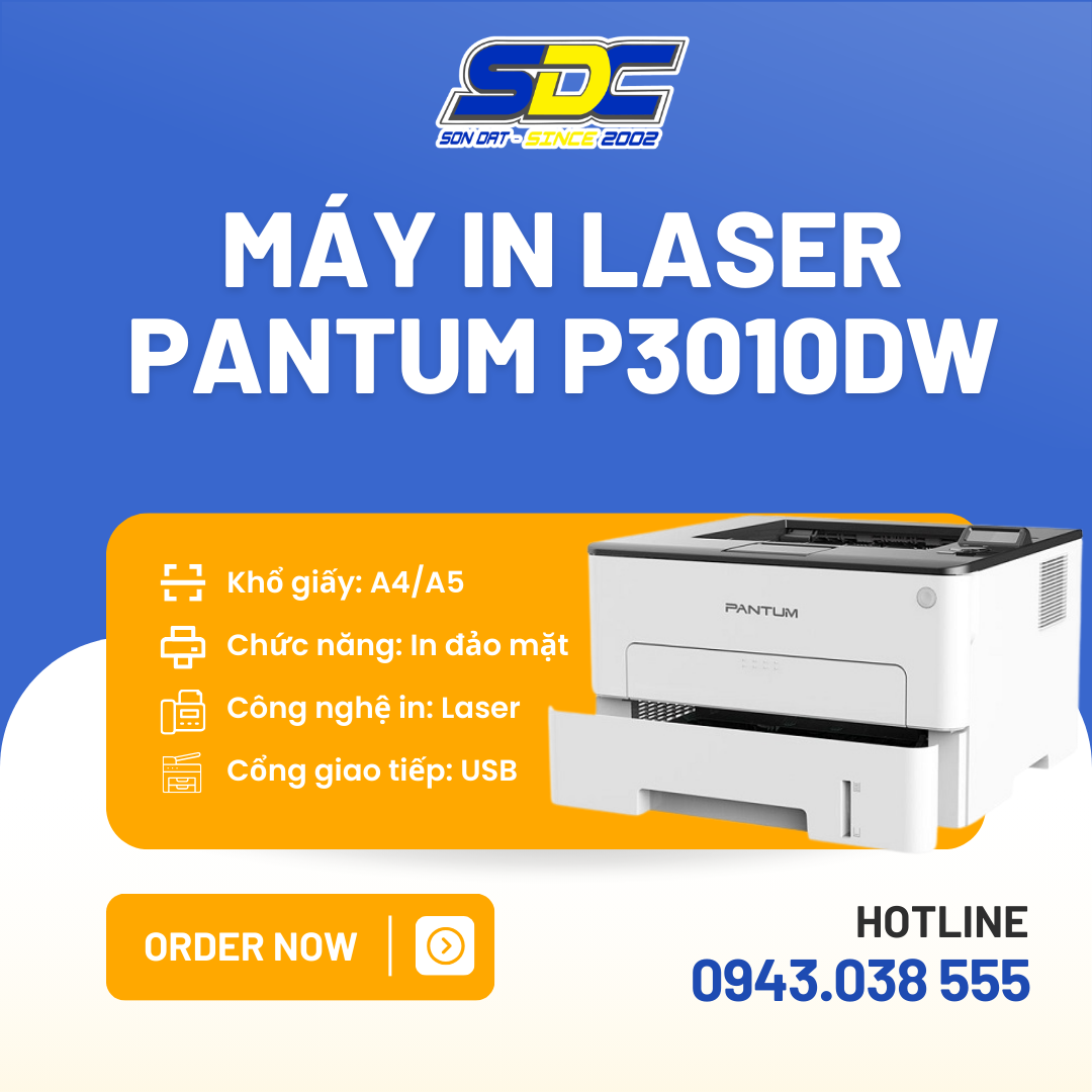 Máy in Laser Pantum P3010DW là một thiết bị in ấn mạnh mẽ, lý tưởng cho các văn phòng nhỏ và vừa