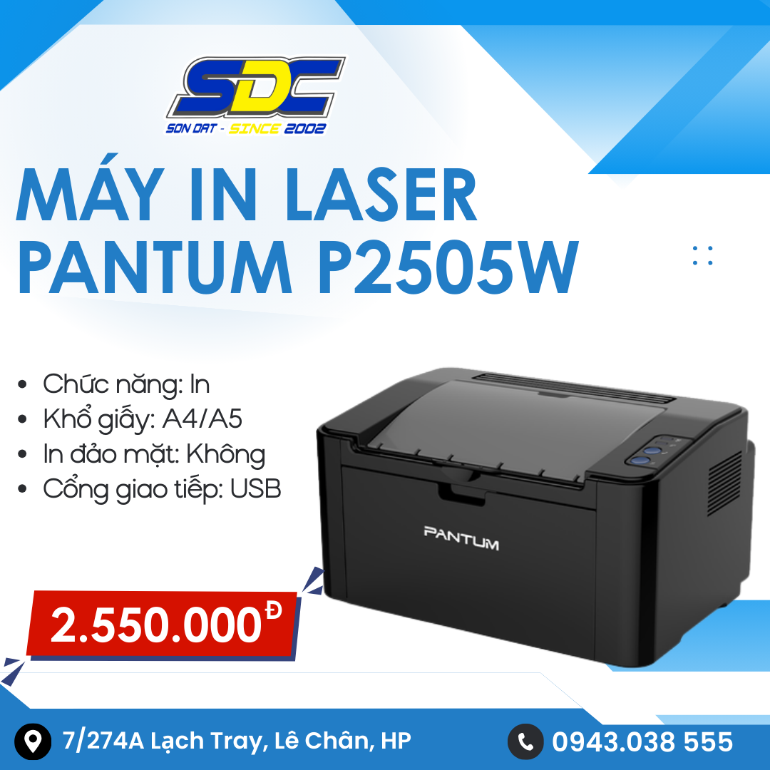 Máy in Laser Pantum P2505W là dòng máy in mới trên thị trường hiện nay