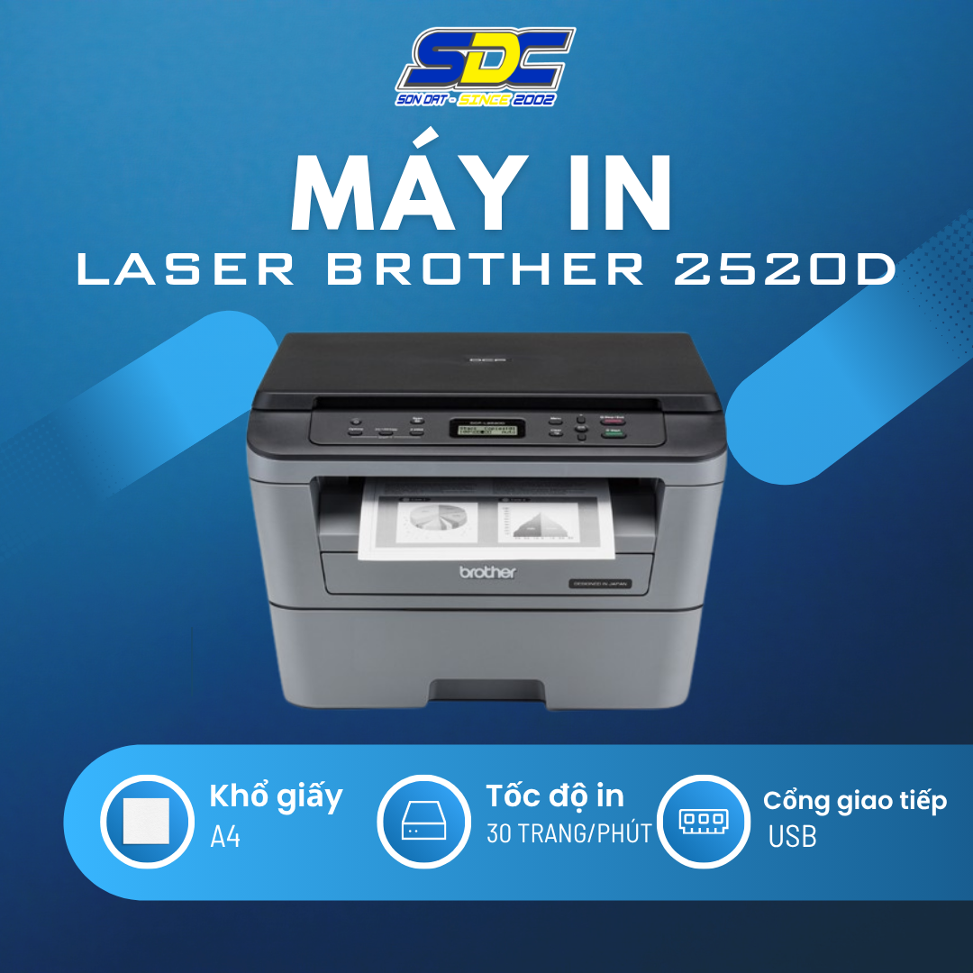 Máy in Brother DCP-L2520D với thiết kế nhỏ gọn, kiểu dáng hiện đại