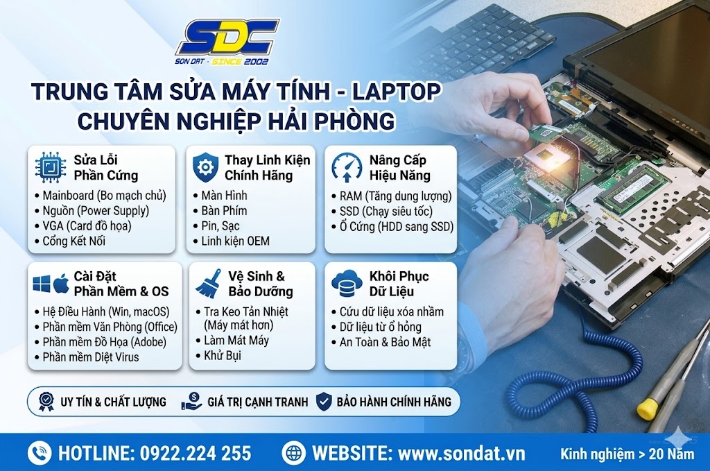 Trung Tâm Sửa Máy Tính - Laptop Chuyên Nghiệp Tại Hải Phòng  SONDAT.,JSC