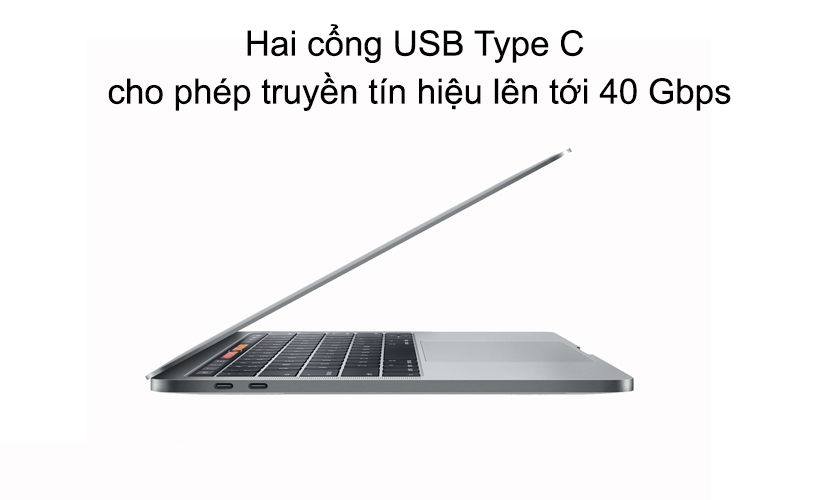 Macbook Pro 2017 - Hai cổng USB Type C cho phép truyền tín hiệu lên tới 40 Gbps