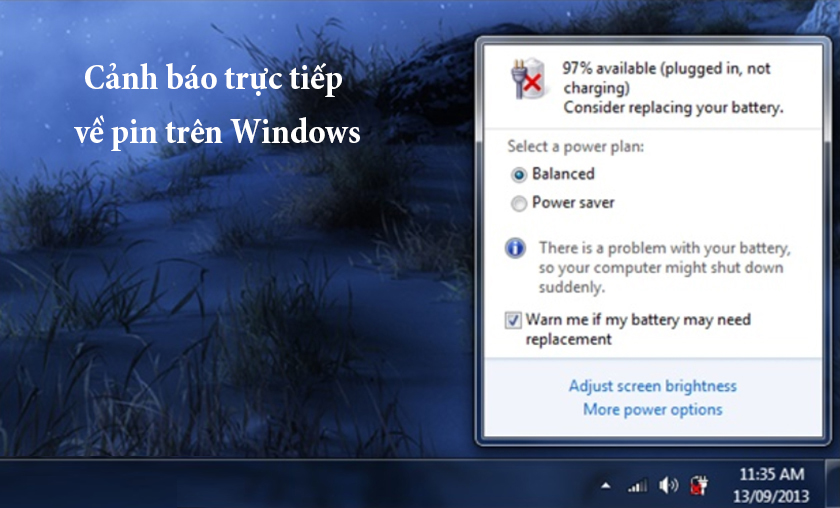 Kiểm tra pin Dell Vostro bằng cách xem cảnh báo trực tiếp trên Windows