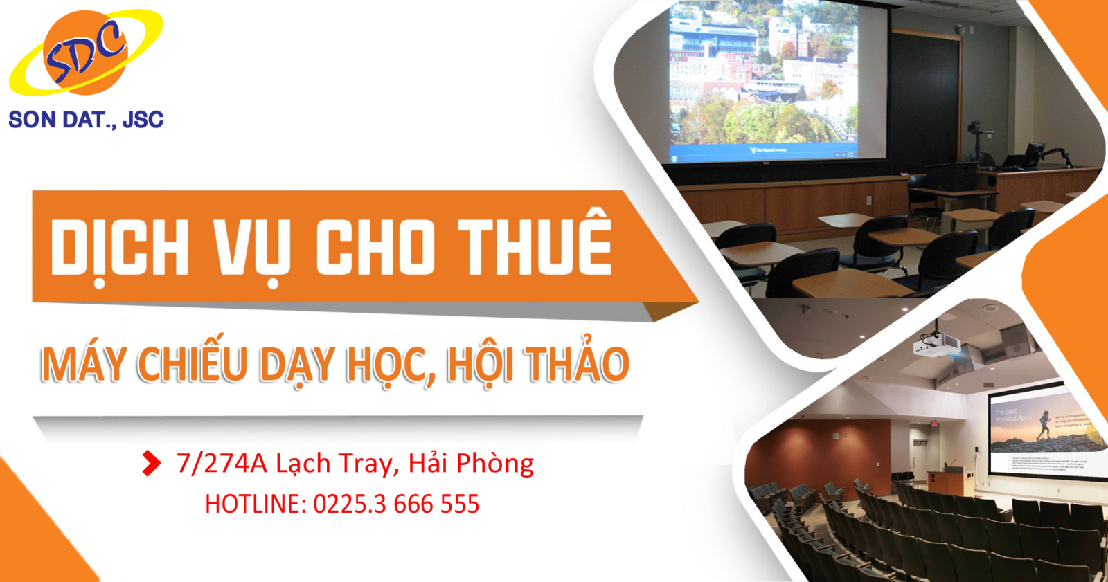 Dịch vụ cho thuê máy chiếu, màn chiếu của Sơn Đạt.,JSC đảm bảo mang đến sự hài lòng tuyệt đối