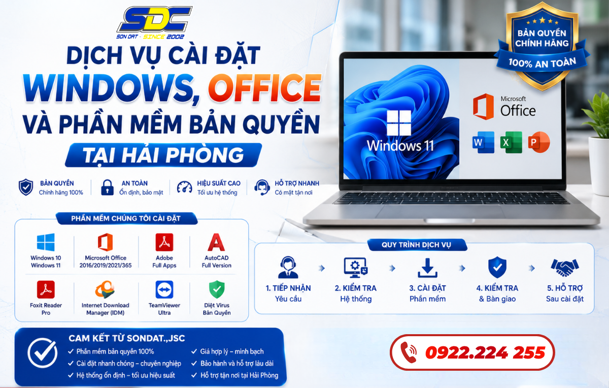 Dịch Vụ Cài Đặt Windows, Office Và Phần Mềm Bản Quyền Tại Hải Phòng