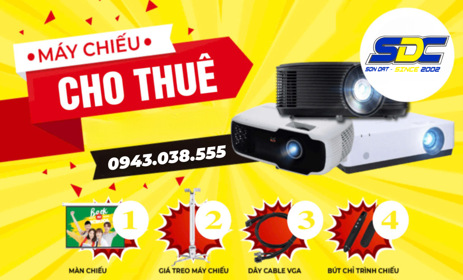 Bệnh Viện Máy Tính Sơn Đạt tự hào là đơn vị cung cấp Dịch Vụ Cho Thuê Máy Chiếu Chuyên Nghiệp – Trọn Gói