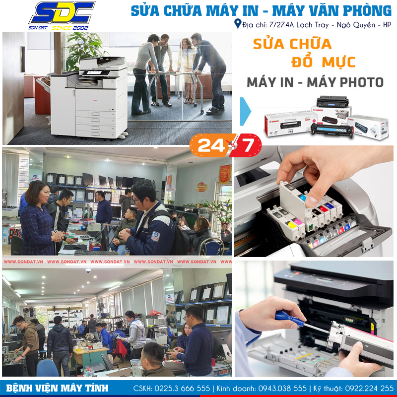 SONDAT.,JSC cung cấp dịch vụ nạp mực in tận nơi tại tất cả các quận, huyện của Hải Phòng