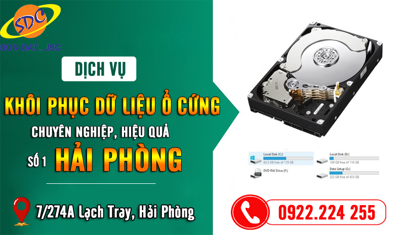 Đơn vị chuyên phục hồi dữ liệu ổ cứng chuyên nghiệp, giá tốt Hải Phòng