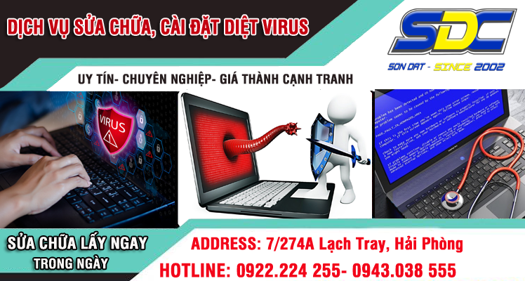 Dịch vụ sửa chữa, cài đặt diệt virus cho máy tính uy tín, hiệu quả Hải Phòng