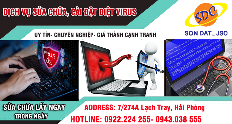 Dịch vụ sửa chữa, cài đặt diệt virus cho máy tính uy tín, hiệu quả Hải Phòng