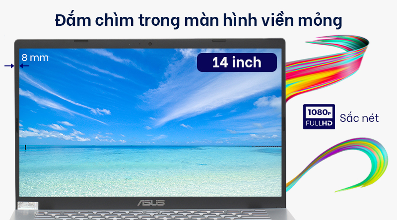 Laptop Asus Vivobook X409JA-EK052T Intel Core i5 Ice Lake, 1035G1, 1.00 GHzRAM: 8 GB, DDR4 (On board 4GB +1 khe 4GB), 2666 MHzỔ cứng: Không hỗ trợ khe cắm HDD, SSD 512 GB NVMe PCIe/14", Full HD (1920 x 1080)