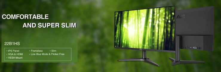 Monitor LED AOC 22B1HS/74 - 21.5" IPS FullHD, 60Hz, 250cd/m2, 7ms, VGA, HDM