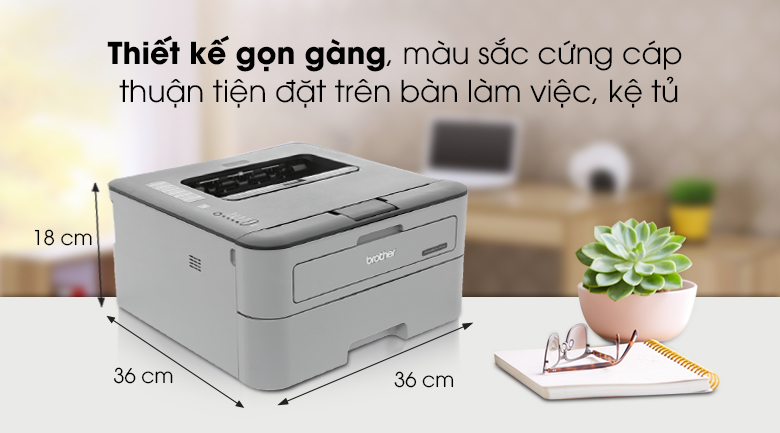 Thiết kế gọn gàng, màu sắc cứng cáp thuận tiện đặt trên bàn làm việc, kệ tủ