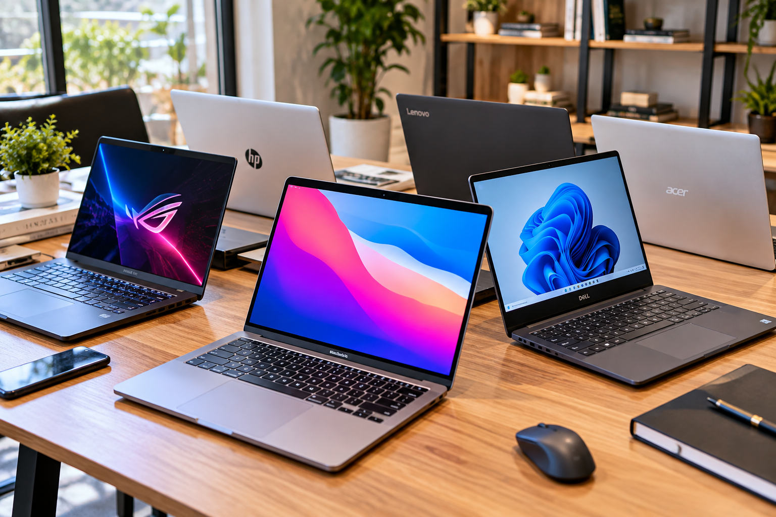 Không gian làm việc đa laptop hiện đại.png